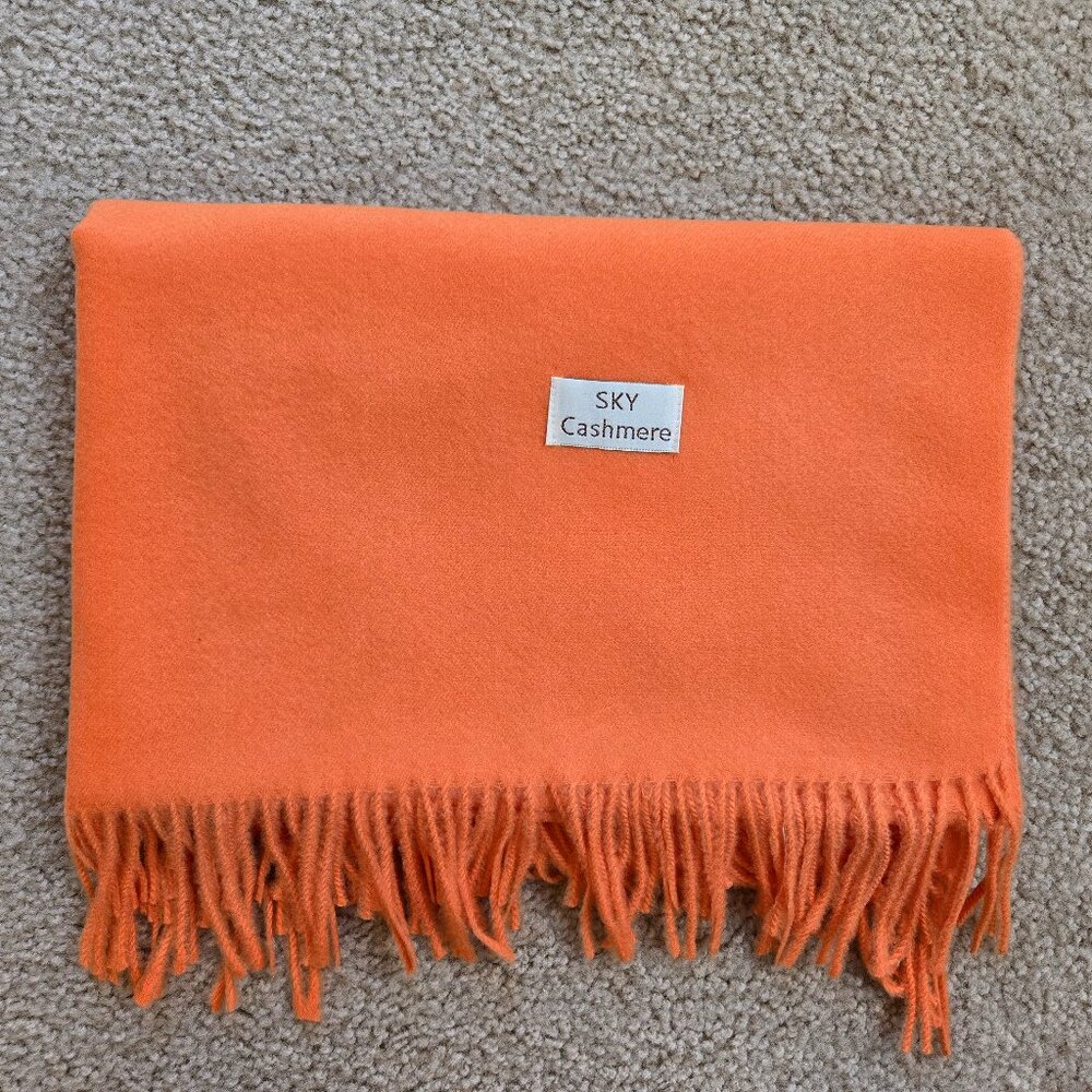 NWOT Sky Cashmere Scarf Orange